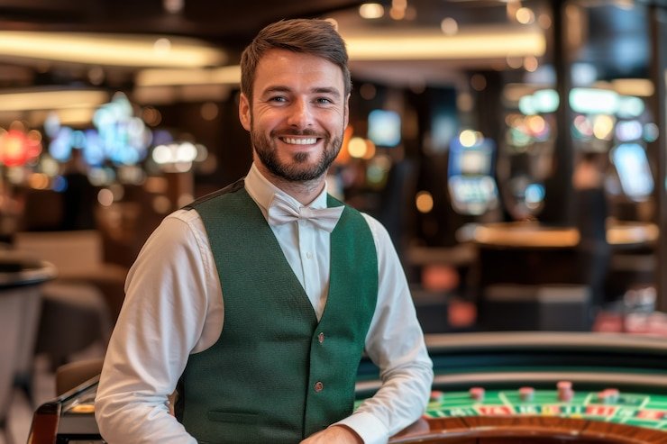 Meja blackjack Dream Gaming dengan dealer profesional